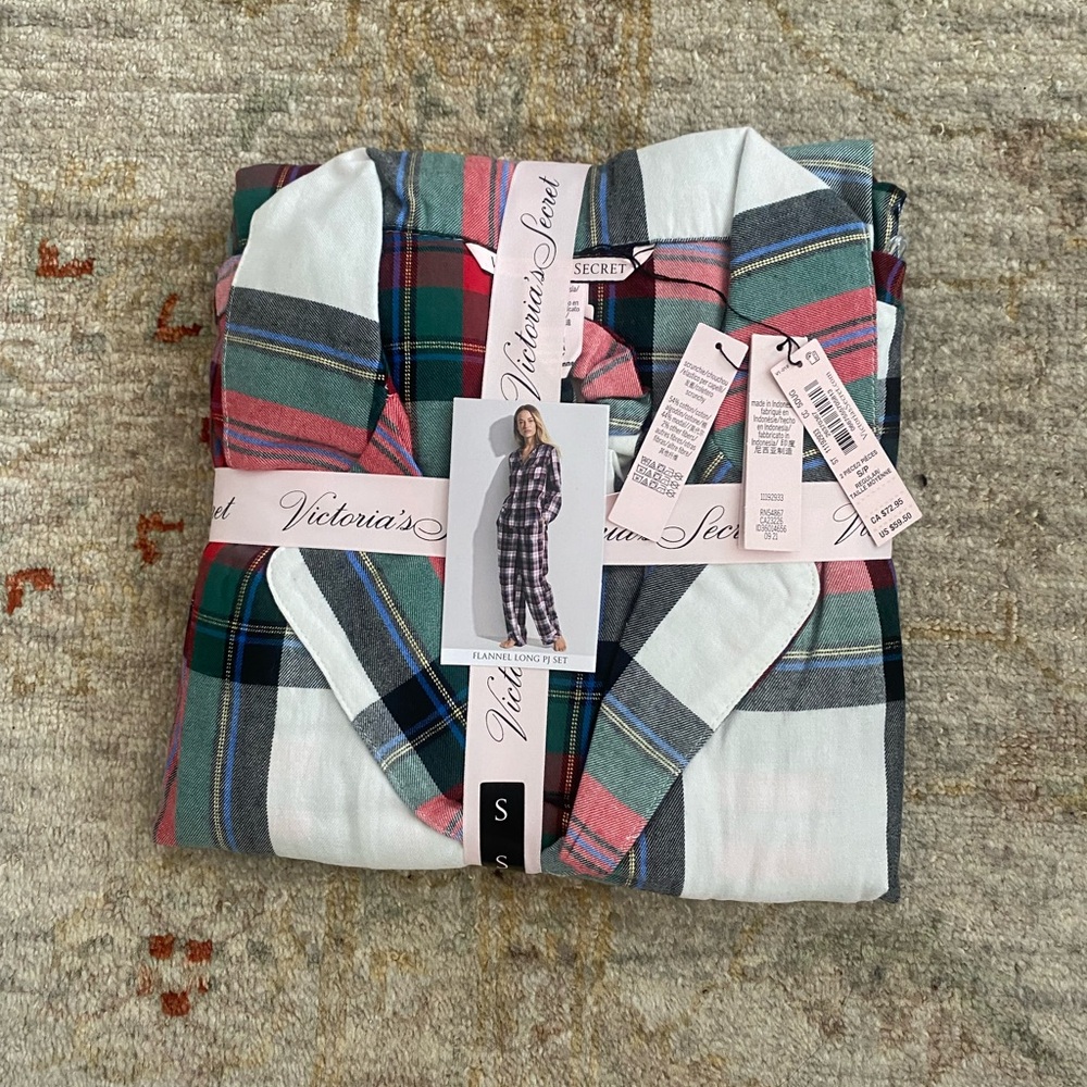 Victoria's Secret Flannel Long PJ Set in Plaid